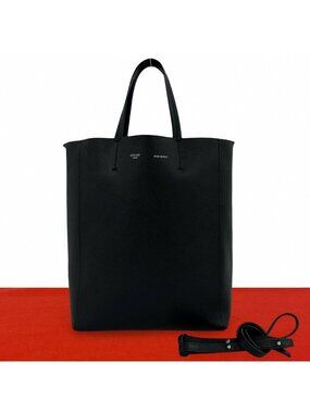 Celine Vertical Caba Small Leather 2-Way Shoulder Bag Mini Tote Black